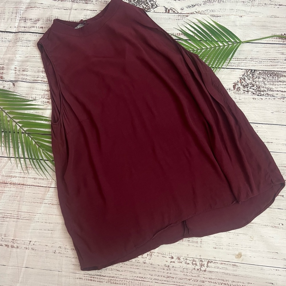 Loft Maroon Sleeveless Blouse